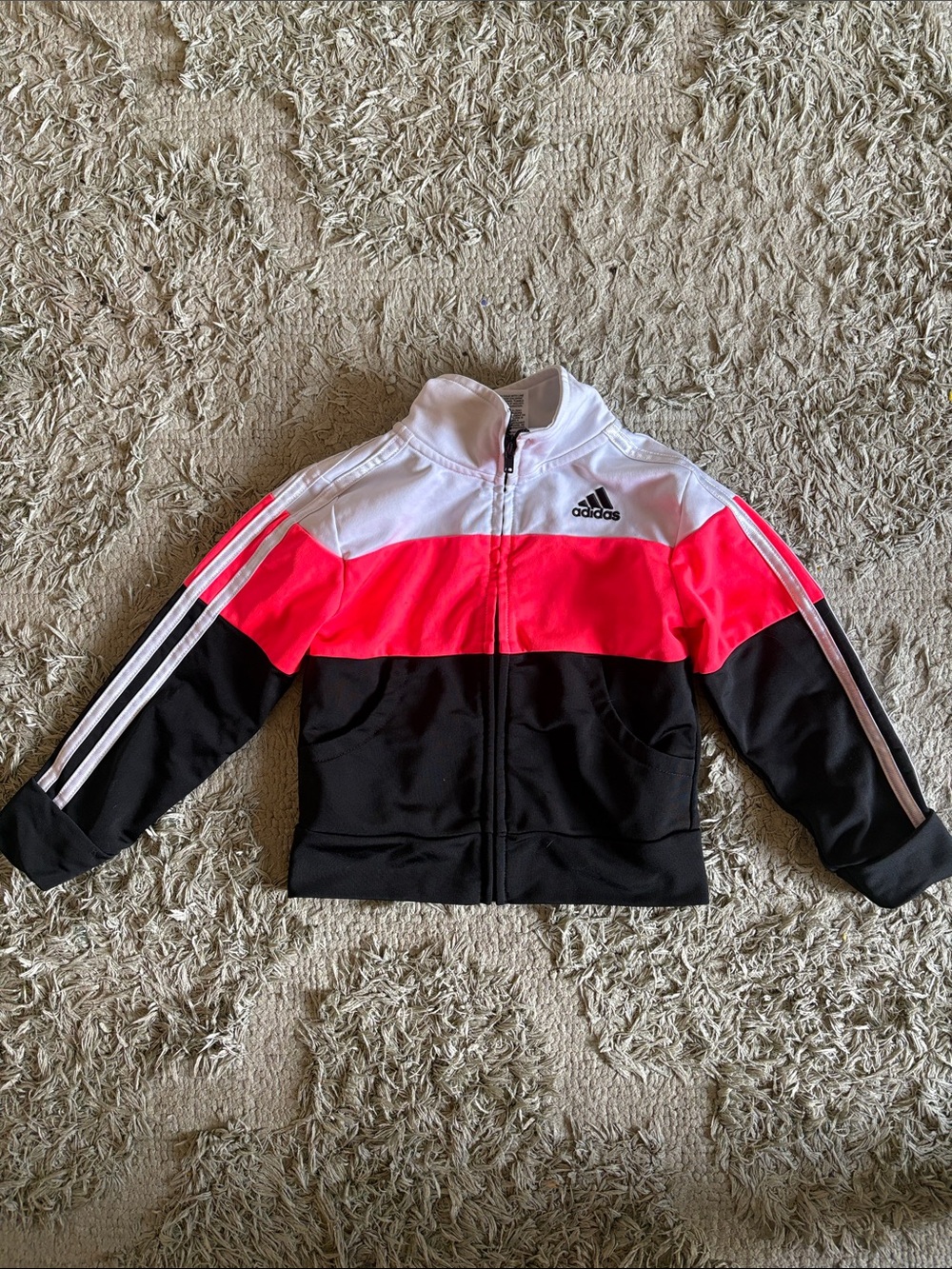 adidas Kids Colorblock Track Jacket in Pink, Black & White